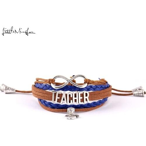 Little MingLou Infinity Teacher bracelet apple charm adjustable Strap tassel men bracelets & bangles for women jewelry