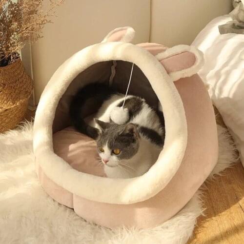 Sweet Cats Bed Cute Cat House Kitten Lounger Cushion For Small Pet Sleep Tent Washable Cats Sleeping Bag Soft Dogs Basket Cave