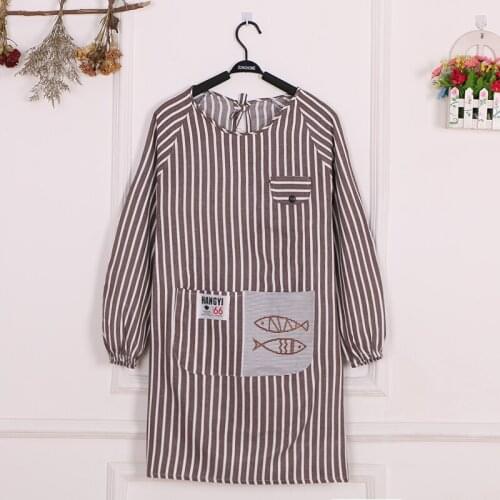 Plus kitchen fashion Korean version of womens long-sleeved cooking cotton smock apron waterproof and oil-proof