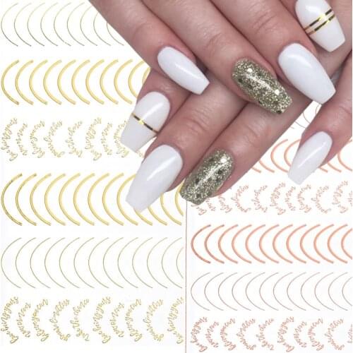 Nail Art Stickers 3D Gold Curve Stripe Lines Nail Stickers Adhesive Striping Tape Nail Art Stickers Nail Stripe Nail Decoration