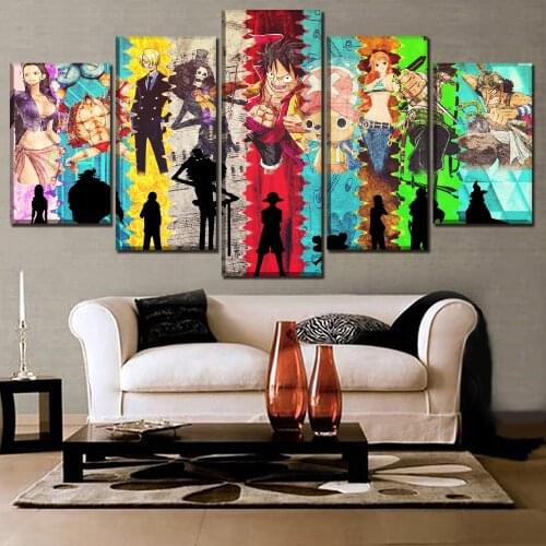 Wall Art Home Decoration Painting HD Print 5 Panel Animation One Piece Modern Posters Canvas Cuadros Modular Picture For Gift