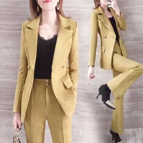 New office lady Work Wear Sets blazer suits of high quality OL women pant suits blazers jackets with trouser two pieces set