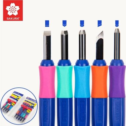 SAKURA Engraving Knife Professional Printmaking Hand Rubber Stamp Utility knife Flat Mouth/Round Mouth/Beveled Cut/Triangle