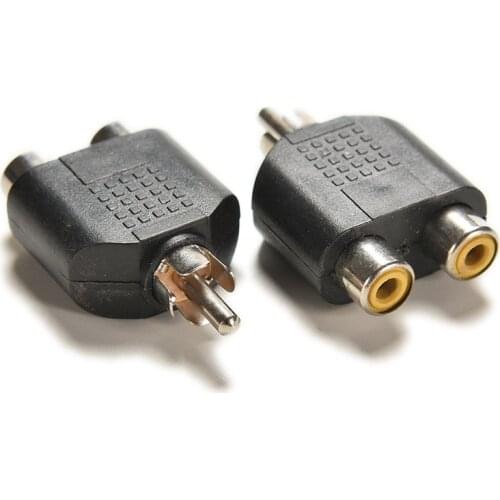 2PCS 1 Male to 2 Female RCA Cable Adapter Connector RCA Y Splitter Audio Video Plug Converter