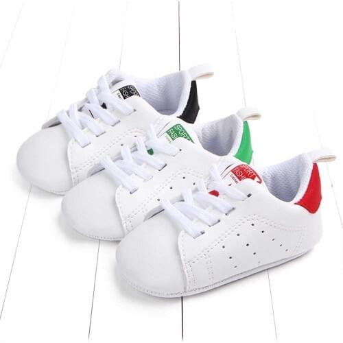 Simple White Baby Toddler Shoes Sport Fashion Newborn Star Letter Print Anti-slip Soft Sole Casual Shoes Infant First Walkers