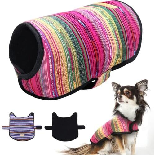 Rainbow Dog Clothes Cloak Fashion Puppy Pet Sweater Striped Chihuahua Clothing For Dogs Cat Pet Outfit for Yorkie Blue Pink