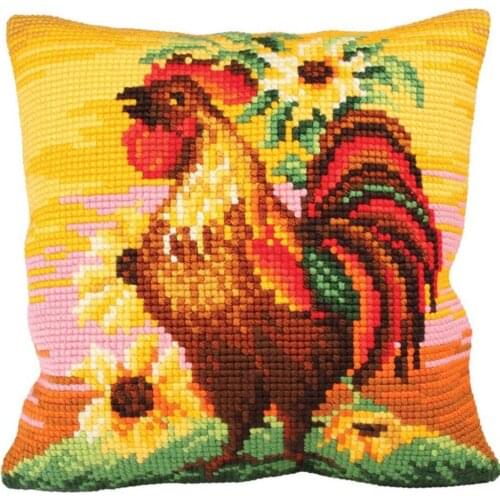 DIY Cross Stitch Cushion Front Top Brass Needlepoint Kits Printed Canvas Chunky Yarn Cross-stitch Pillow Case Hobby & Crafts