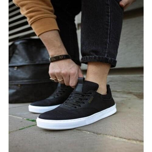 Knack Casual Male Shoes 056 Black (White Bottom) seasonal Sports Style Lace-Up Spring Summer Fashion Orthopedic Casual Inner Lining Cotton