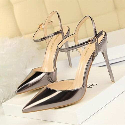 Valentine Shoes Pointed Heels Slingback Shoes Stiletto Ladies High Heels Black Pumps Women Shoes Extreme High Heels Salto Alto