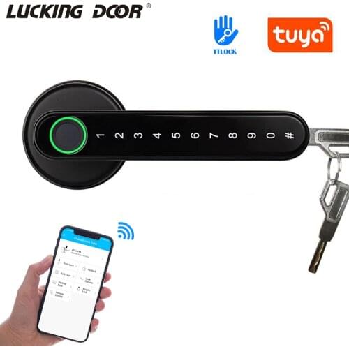 TTLock APP Security Smart Door Lock Fingerprint Electronic Door Lock Tuya APP Digital Code Handle Door Lock Support iOS/Android