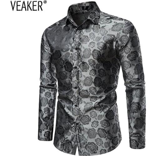 VEAKER Mens Silk Shirts