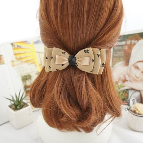 Elegant Girls Blended fabric Hairgrip Multi layer overlap Bow Spring Barrette Female Hairpins Hair Accessories For Women
