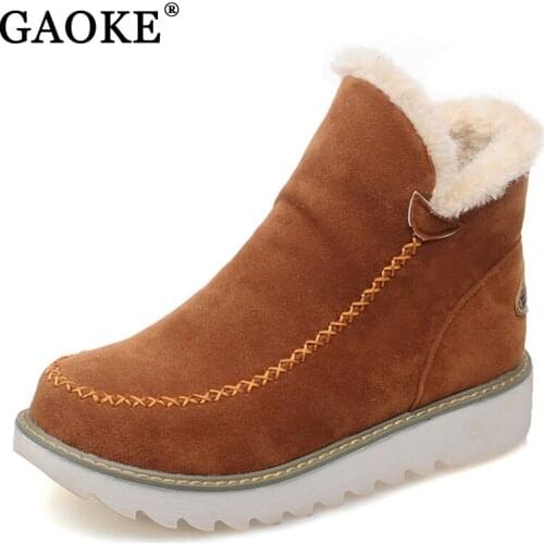 New 34-43 Winter Snow Boots Women Ankle Boots 2021 Round Toe Platform Winter Shoes With Fur Woman Fur Shoes
