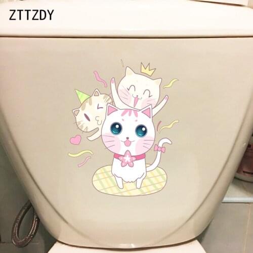 ZTTZDY 20.3*25CM Love Heart Cat Kids Bedroom Wall Decor Toilet Sticker T3-0053