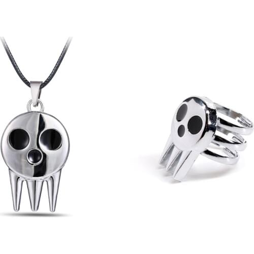 1Pcs Cool Anime Soul Eater Death The Kid Cosplay Costumes Ring Necklace Pendant Props Action Figure Toys for Kids Boy Gift