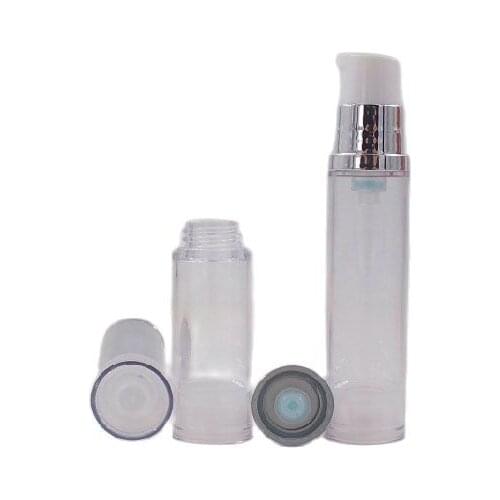 10ML clear airless plastic bottle silver pump clear lid lotion emulsion serum mist sprayer hyaluronic toner skin care packing