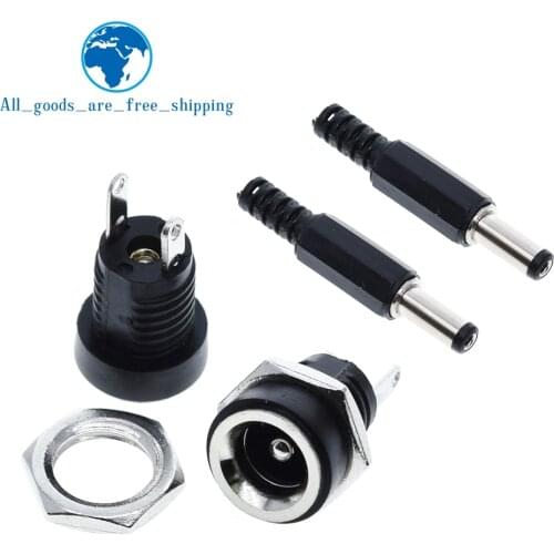 10PCS 5Pair DC Power Connector pin 2.1x5.5mm Female Plug Jack + Male Plug Jack Socket Adapter DC-022B