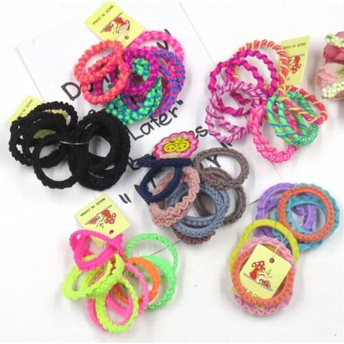 100PCS/10SET Pretty 3.5CM Colourful Elastic Hair Bands For Girls Handmade Hair Scrunchy Kids Creative Hair Accessories For Women