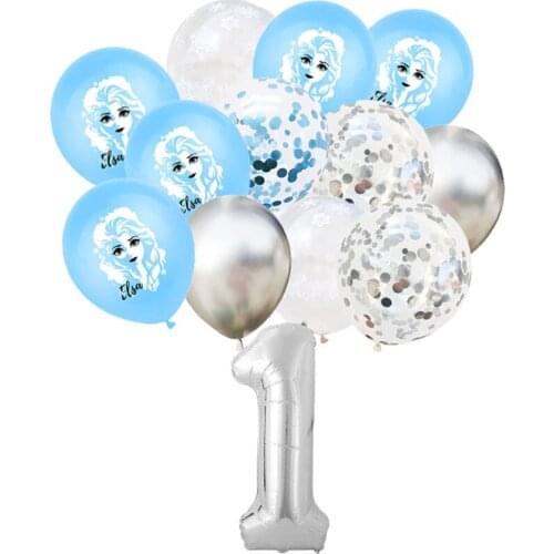 13pcs/set Disney Frozen 2 Princess Cartoon Series Aluminium Foil Number Balloons Kids Birthday Party Decor Supplies Baby Shower