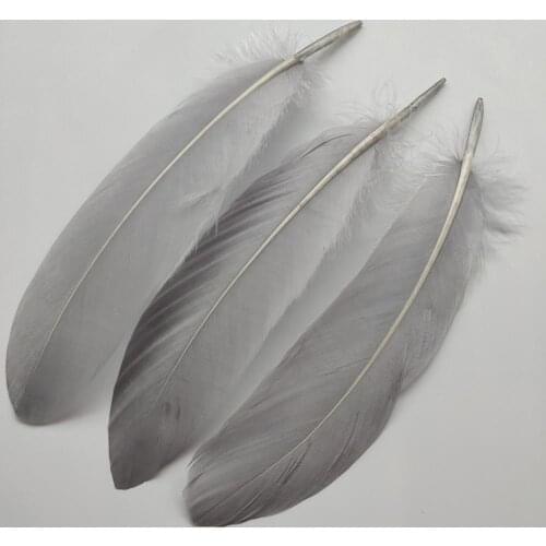 Hot 20pcs Beautiful Gray Hard Goose Feathers 15-20cm/6-8inch Christmas Decoration Clothing Shoes Hat Accessories