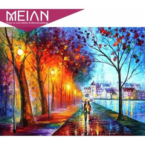 2020 MEIAN Street 5D DIY Diamond painting couple embroidery diamond Cross Stitch full Round Rhinestone home decoration