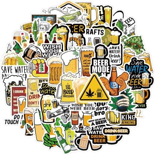 25/50PCS Interesting Beer Stickers Vinyl Vsco Aesthetic Stickers for Water Bottles Waterproof Stickers for Kids Girls