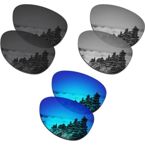 SmartVLT 3 Pairs Polarized Sunglasses Replacement Lenses for Oakley Elmont M Black and Silver Titanium and Ice Blue