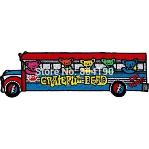 5.9" Grateful Dead Jerry Bears On School Tour Bus Deadheads Music Band Heavy Metal Iron On Patch Rock Punk TRANSFER APPLIQUE
