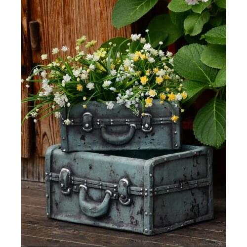 American Country Retro Cement Box Flower Pot Ornaments Window Garden Figurines Decoration Villa Courtyard Furnishing Crafts Art