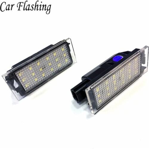 Car flashing 2Pcs Car LED Number License Plate Light SMD3528 For Renault Clio Laguna 2 Megane 3 Twingo Master Vel Satis