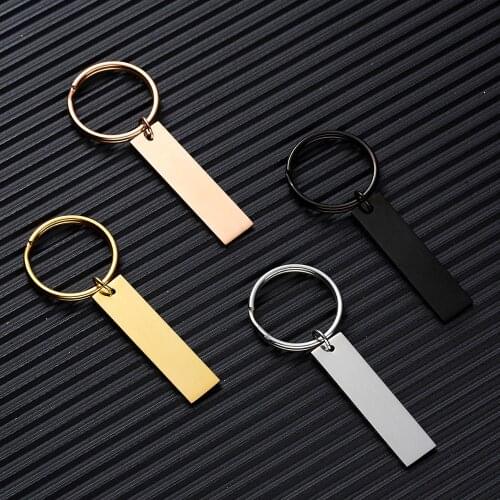 RINHOO Custom Lettering Keychains Stainless steel Keyrings Engrave Name Date Customized Logo Key Chain For Women Men Gift