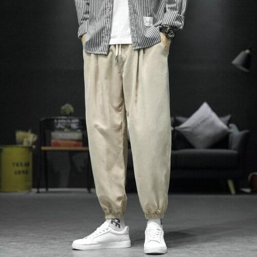Autumn Mens Casual Loose Harem Ankle-Length Pants Overalls Fashion Fitness Solid Color Joggers Trousers Slim Male Streetwear
