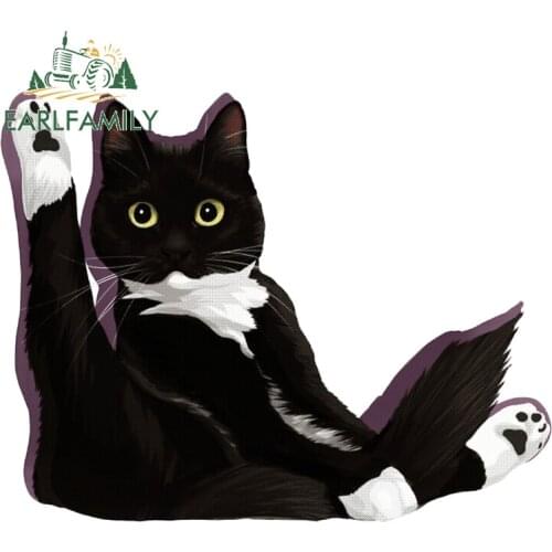 EARLFAMILY 13cm x 11.6cm for Yoga Cat DIY Motorcycle Car Stickers Fashion Occlusion Scratch 3D Funny Decal Vehicle Decoration