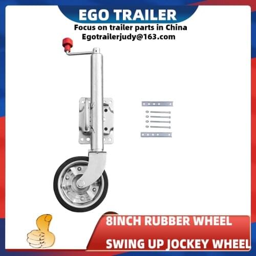 EgoTrailer 8" Jockey Wheel Swing Up Solid rubber Wheel 1500lbs Caravan RV Boat Trailer jack parts