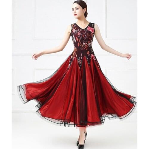 Smooth ballroom dress stanard ballroom rumba dress tango dance costumes foxtrot dance dress Spanish costumes red flamenco dress