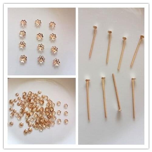 Hot 100pcs Flower Hat Isolation Jewelry & T-Shaped Needle Handmade Beaded Material Diy Fashion Jewelry Accessories