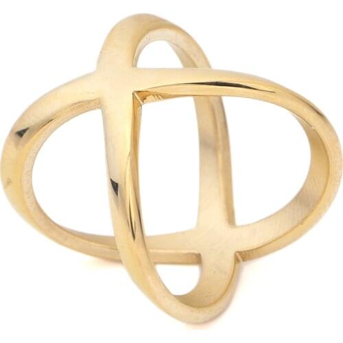 Wedding Brands New Fashion Jewelry Gold Color Stainless Steel Cross Rings For Women Size 6 7 8 9 Female Party Finger Ring