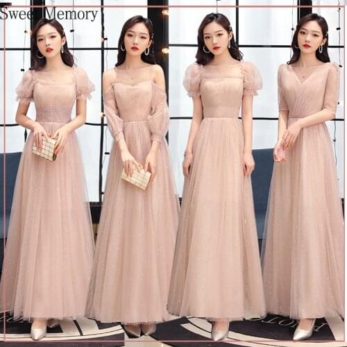 M6979 Sweet Memory Women Bling Pink Bridesmaid Dresses Bride Guest Wedding Party Robe Princess Prom Gown Graduation Dress