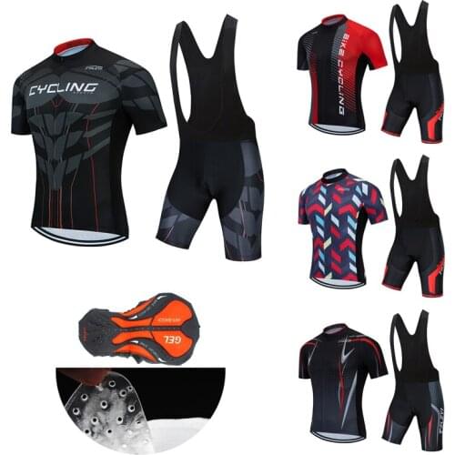 Mens Pro Cycling Jersey Set BIB Gel Shorts 2021 Summet Road Bike Clothing Team Dress Male Bicycle Clothes MTB Suit Uniform Kit