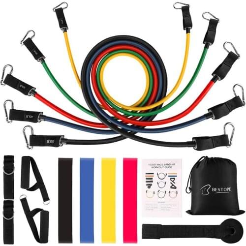 16pcs/Set Latex Resistance Bands Set Exercise Yoga Tube Pull Rope Fitness Sport Rubber Elastic Bands Muscle Strength Training
