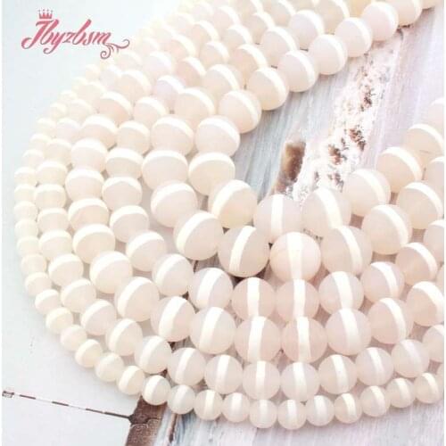 Natural Dzi Tibetan Agates Round Frost White Stripes 6/8/10/12mm Loose Natural Stone Beads for DIY Necklace Jewelry Making 15"