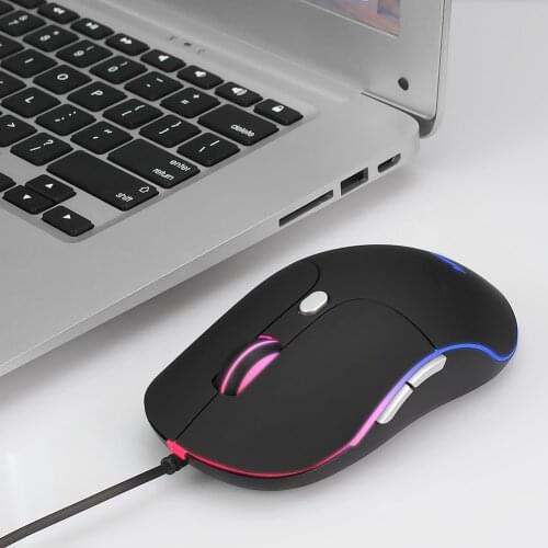 Optical Mouse Colorful Breathing Light Ergonomic G854 USB Wired Mute Mice for YWYT Household Computer Accessories