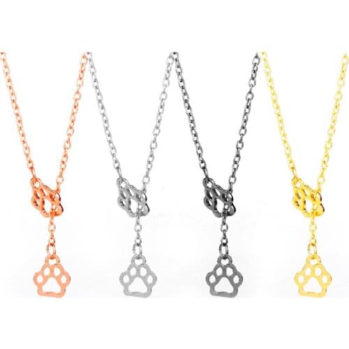4 Colors Dog Paws Print Necklace Dainty Pendant Puppy Paw Print Lover Memorial Pet Necklaces Pendants Hunter Birthday Women Gift