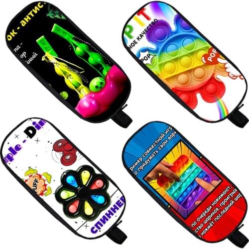 POP It Pencil Case 3D Anime Family Games Cosmetic Case Children Pop Fidget Makeup Bag Stationery Kids Back To School Storage Box
