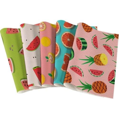 Good-Looking Fruit Printing Lychee Pattern Leather Fabric Hair Accessories Bow Knot Shoes Crafts 22X30cm