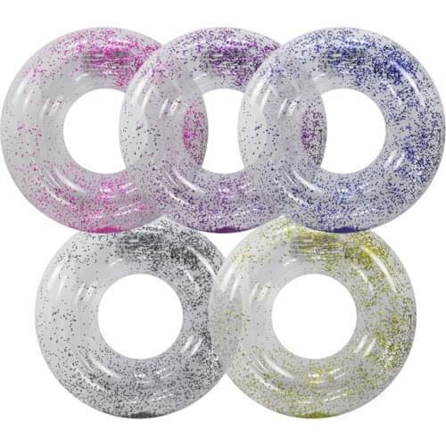 Sequin Transparent Inflatable Swim Circle Adult Swim Ring Swimming Pool Inflatable Float Adult Kids Pool Party Life Buoy