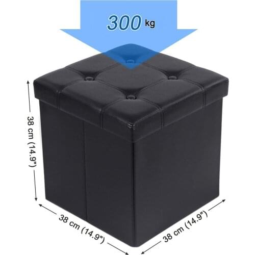 38x38x38 cm trunk Puff stool for folding storage maximum load 300 kg black LSF30B
