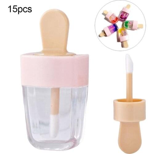 50% Hot Sale 15Pcs Ice Cream Shaped Empty Lip Gloss Tube Balm Container DIY Cosmetic Bottle