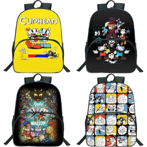 CUPHEAD Print Boys Girls Backpack Students Cartoon School Bags Children Anime Bagpacks Kids Rucksack Unisex Travel Knapsack