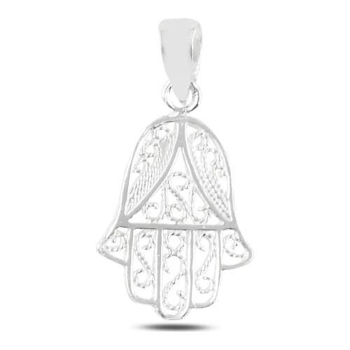 Silver 925 Sterling Fatma Master Hand Filigree Pendant